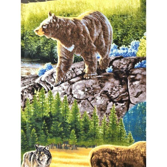 Bringing Nature Home Scenic Wildlife Fabric Panel Wolves Bears Foxes Moose - Picture 5 of 14